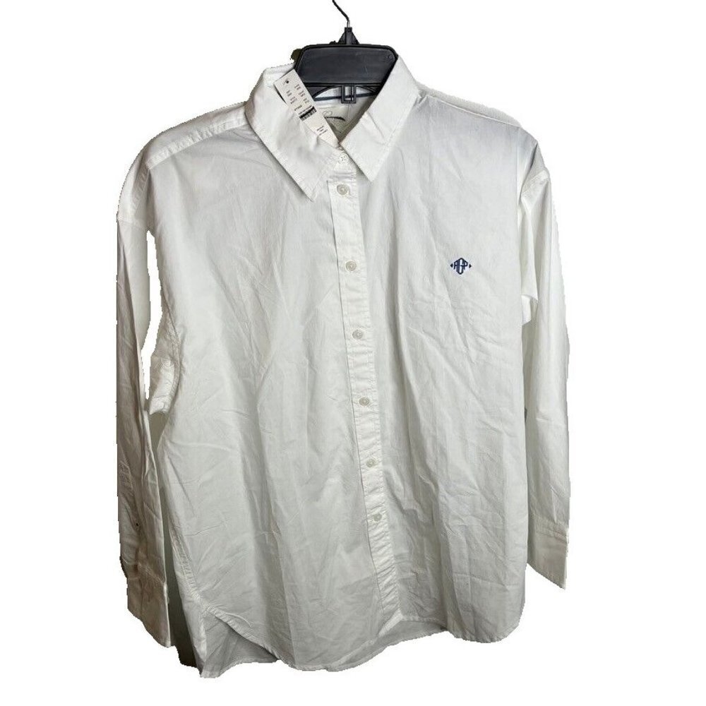 J.Crew $98 Petite Relaxed Fit Crisp Cotton Shirt Size P12 AW717 Monogrammed - Picture 2 of 7